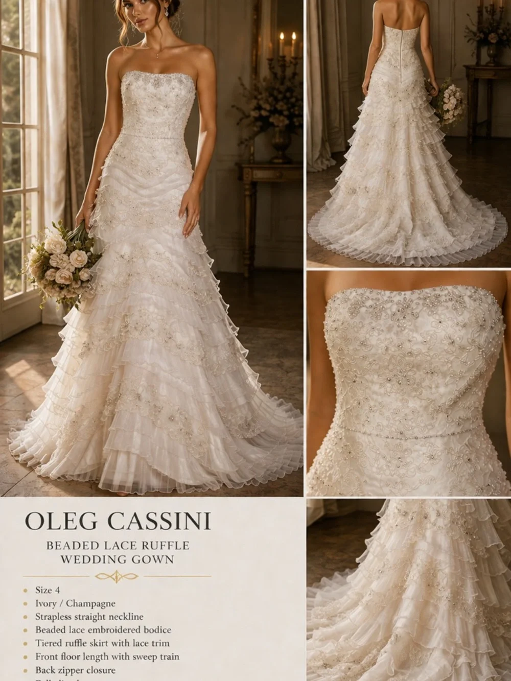 oleg cassini beaded lace dress OLEG CASSINI Long Beaded Gown Navy Size 10  Style Exchange Boutique PGH